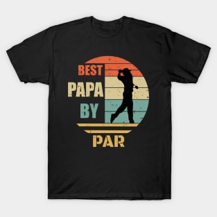 Best Papa By Par Design - Golfing Vintage Sunset - Funny Golfing Design - Golfe Papa Gift idea - Father's Day Gift T-Shirt